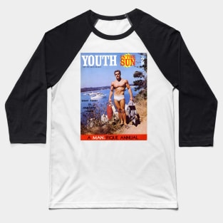 YOUTH IN THE SUN - Vintage Physique Muscle Male Model Magazine Cover Baseball T-Shirt